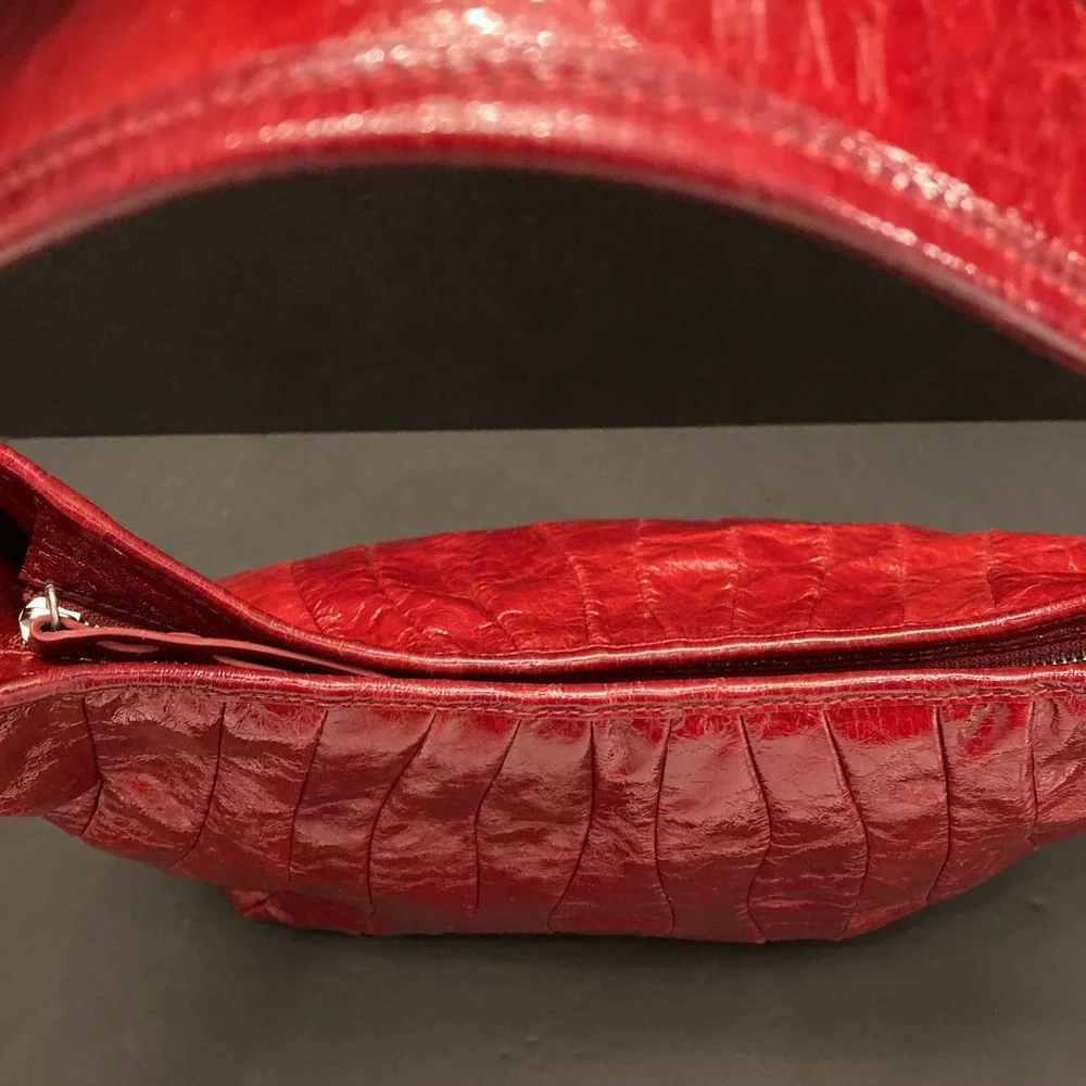 Stuart Weitzman Cala Medium‎ Bucket Bag Purse Claret Red Glass Patent Leather